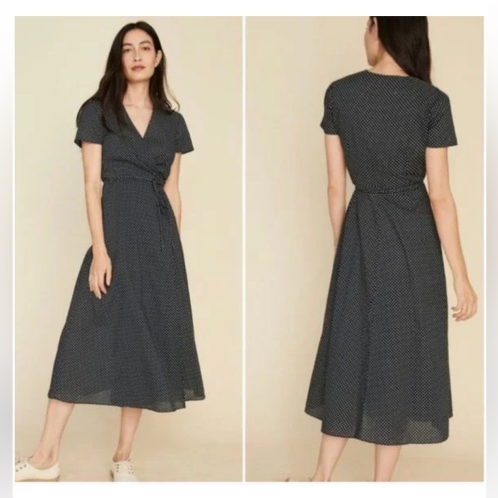 Jenni Kayne Polka Dot Midi Wrap Dress Cotton